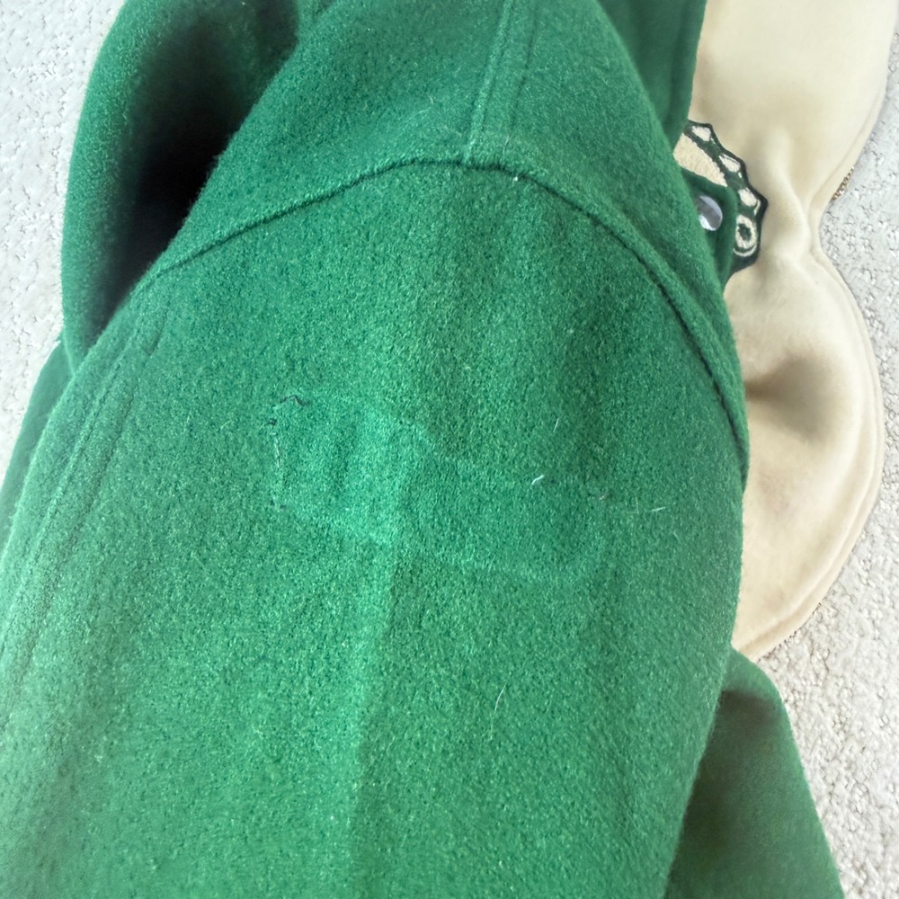 TM Athletics Varsity Jacket Womens 34 Green 1987 Letterman Bulldog Zip Hood - Picture 11 of 12